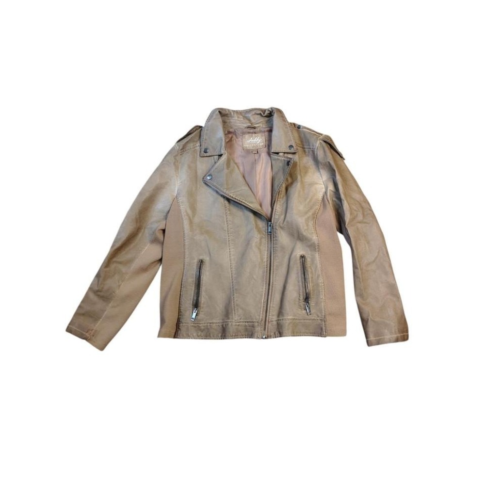 Sebby Collection Brown Faux Leather Bomber Jacket XXL